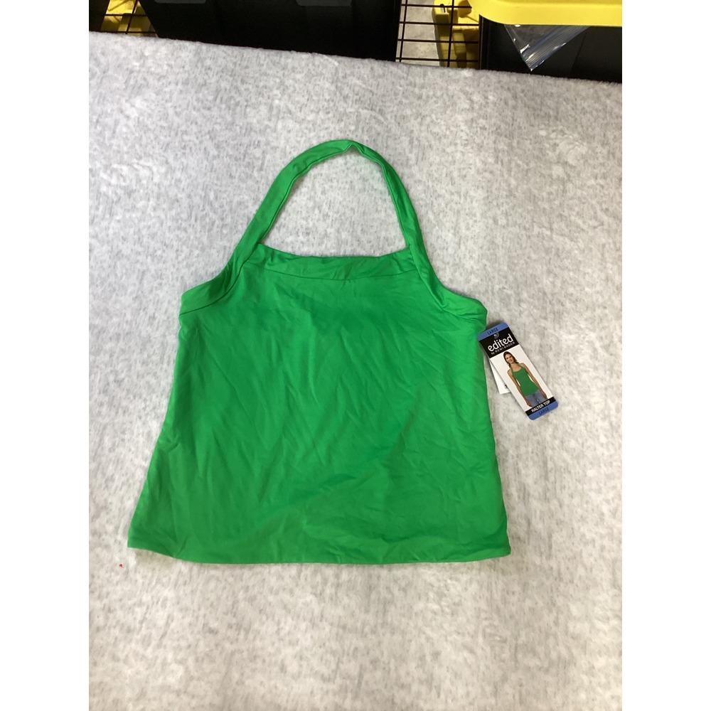Edited by Remi Bader‎ Green Halter Top Square Neck Sleeveless Large 7ER7012